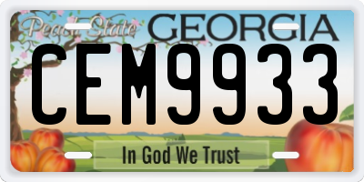 GA license plate CEM9933