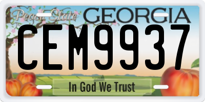 GA license plate CEM9937