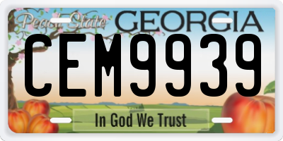 GA license plate CEM9939