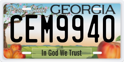 GA license plate CEM9940