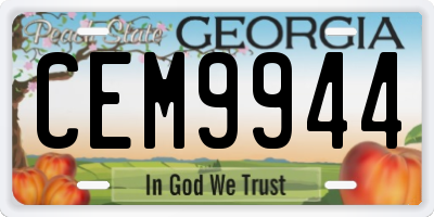 GA license plate CEM9944