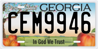 GA license plate CEM9946
