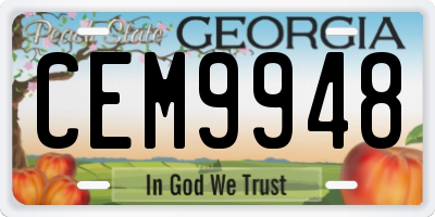 GA license plate CEM9948