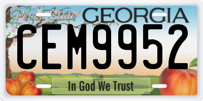 GA license plate CEM9952