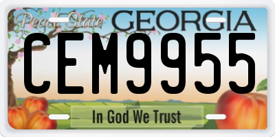 GA license plate CEM9955