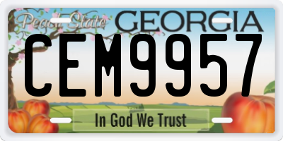 GA license plate CEM9957