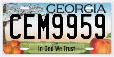 GA license plate CEM9959