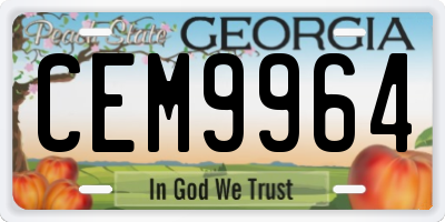 GA license plate CEM9964