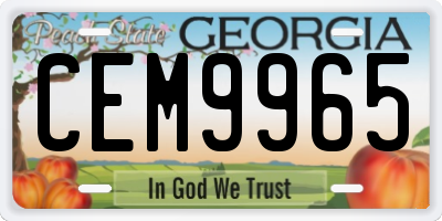 GA license plate CEM9965