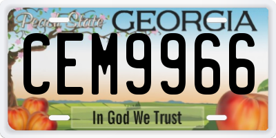 GA license plate CEM9966