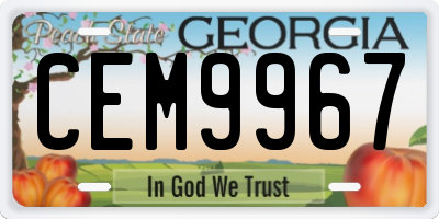 GA license plate CEM9967