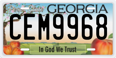 GA license plate CEM9968