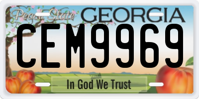 GA license plate CEM9969