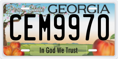 GA license plate CEM9970