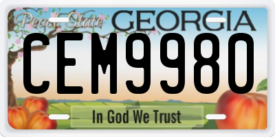 GA license plate CEM9980