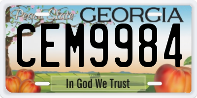 GA license plate CEM9984