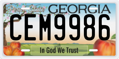 GA license plate CEM9986