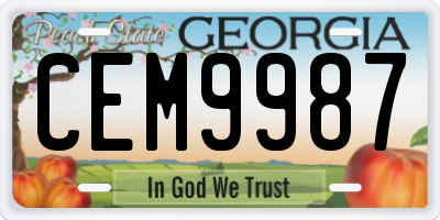 GA license plate CEM9987