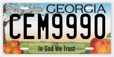 GA license plate CEM9990