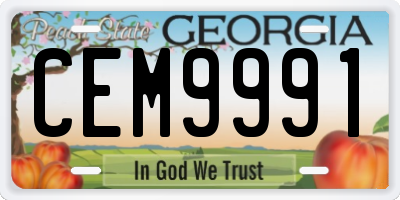 GA license plate CEM9991