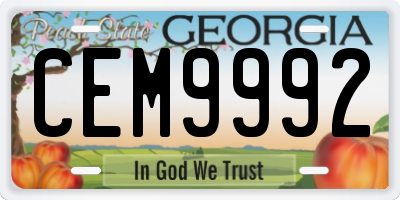 GA license plate CEM9992