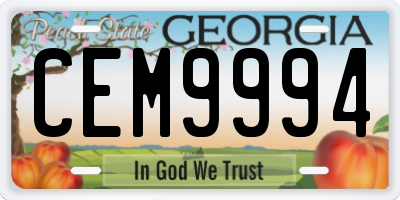GA license plate CEM9994