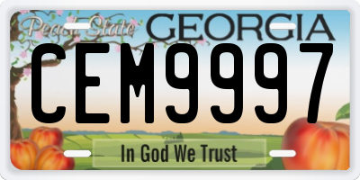GA license plate CEM9997