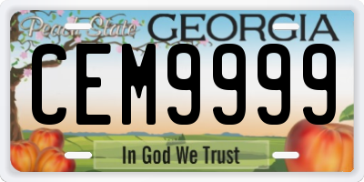 GA license plate CEM9999