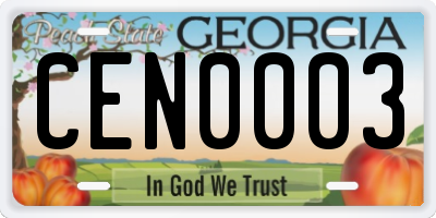 GA license plate CEN0003