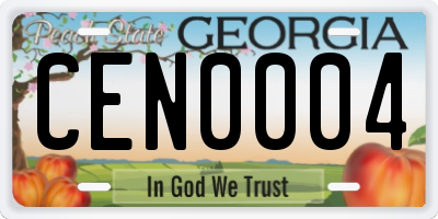 GA license plate CEN0004