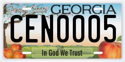 GA license plate CEN0005