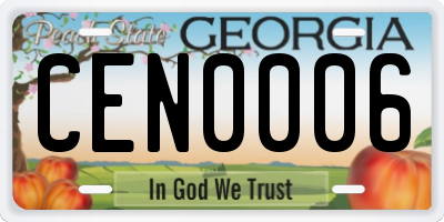 GA license plate CEN0006