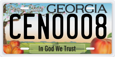 GA license plate CEN0008