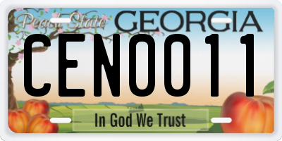 GA license plate CEN0011