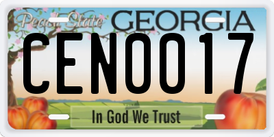 GA license plate CEN0017