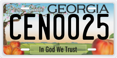 GA license plate CEN0025