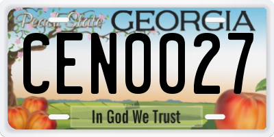 GA license plate CEN0027