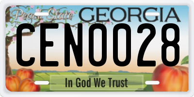 GA license plate CEN0028