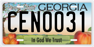 GA license plate CEN0031