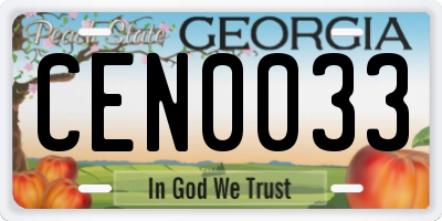 GA license plate CEN0033