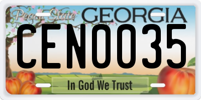 GA license plate CEN0035