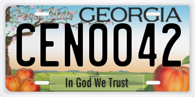 GA license plate CEN0042