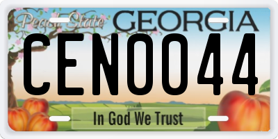 GA license plate CEN0044