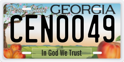GA license plate CEN0049