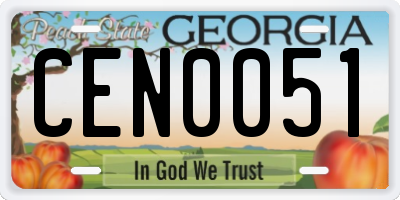 GA license plate CEN0051