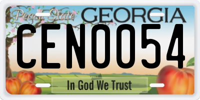 GA license plate CEN0054