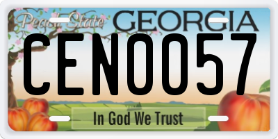 GA license plate CEN0057