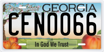 GA license plate CEN0066