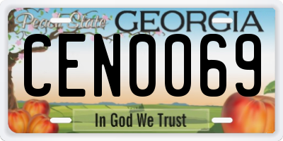 GA license plate CEN0069