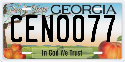 GA license plate CEN0077
